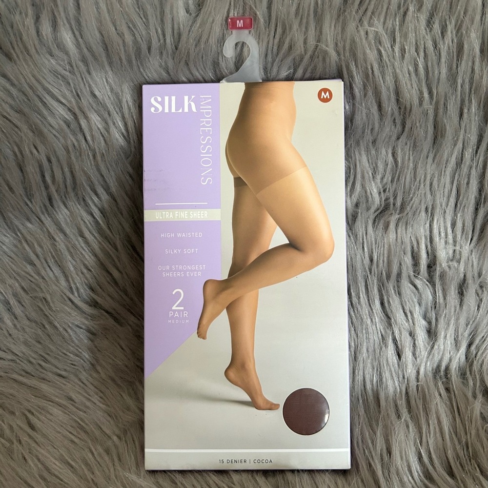 Silk Impressions Ultra Fine Sheer Tights Womens Size Medium Cocoa High Waist